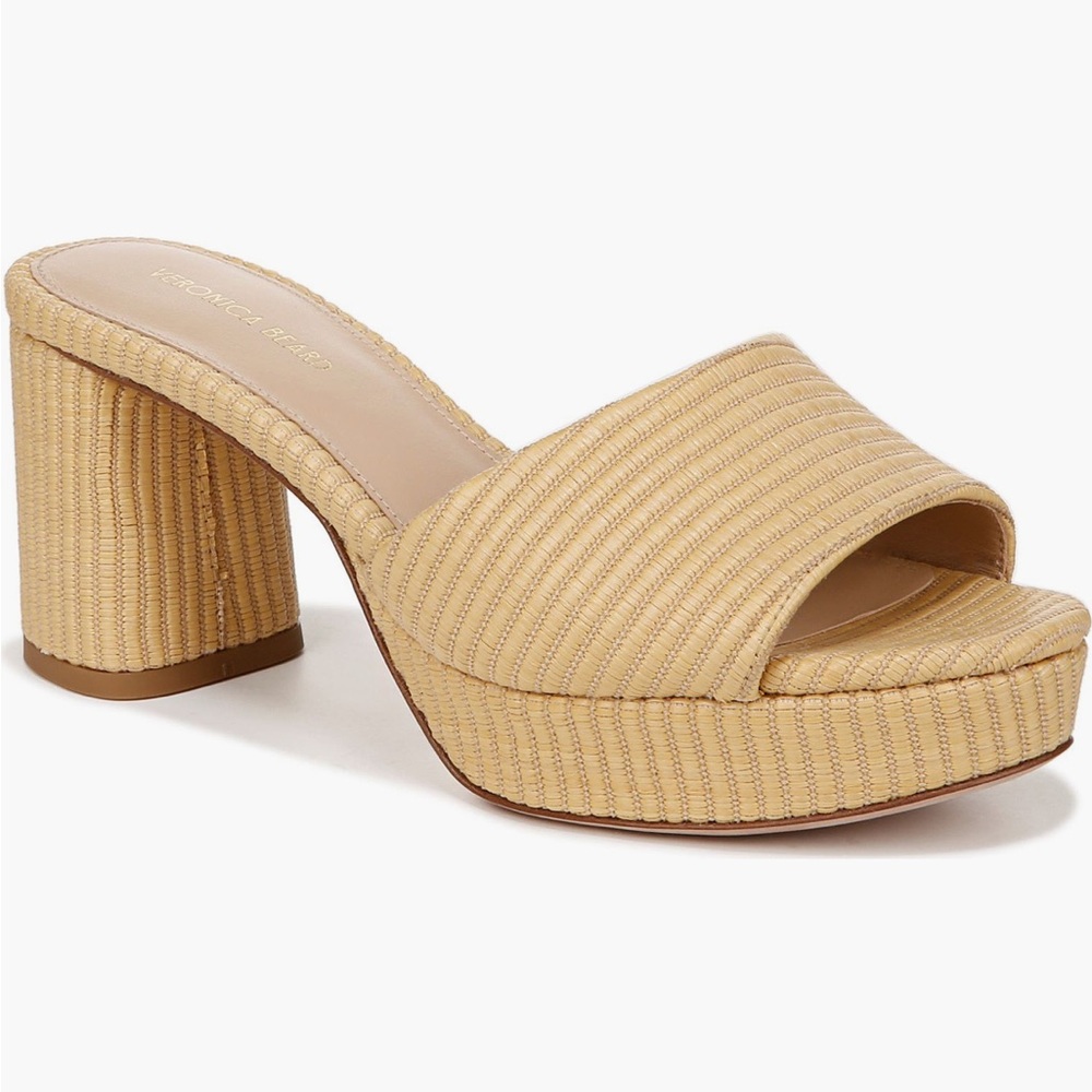 Veronica Beard Tan Textured Dali Platform Slide Sandal